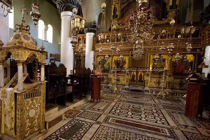 Golden icons and ornate altar inside Saint Catherine’s Monastery church, visited on Dahab half-day tour