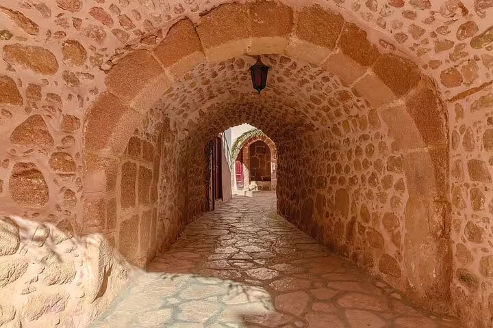 Stone arched passageway inside Saint Catherine’s Monastery, part of the half-day trip from Dahab to Sinai