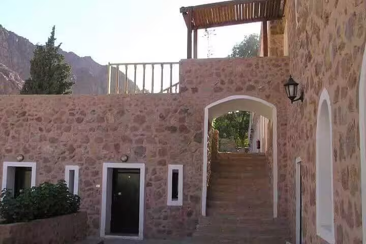 Stone archway and steps inside Saint Catherine’s Monastery, Sinai, on Sharm El Sheikh to Dahab day tour