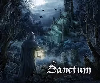 Sanctum horror Escape Room 60' with hooded figure, haunted church, and dark mystery puzzles in Nice