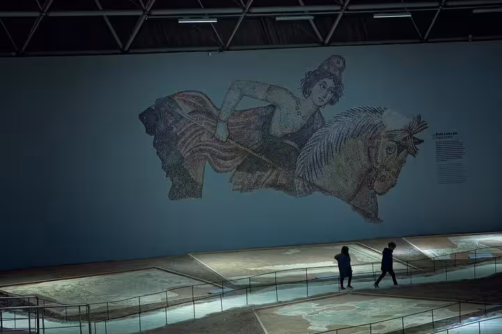 Sanliurfa Haleplibahce Mosaic Museum hall with ancient rider mural, included on all-inclusive 2-day tour