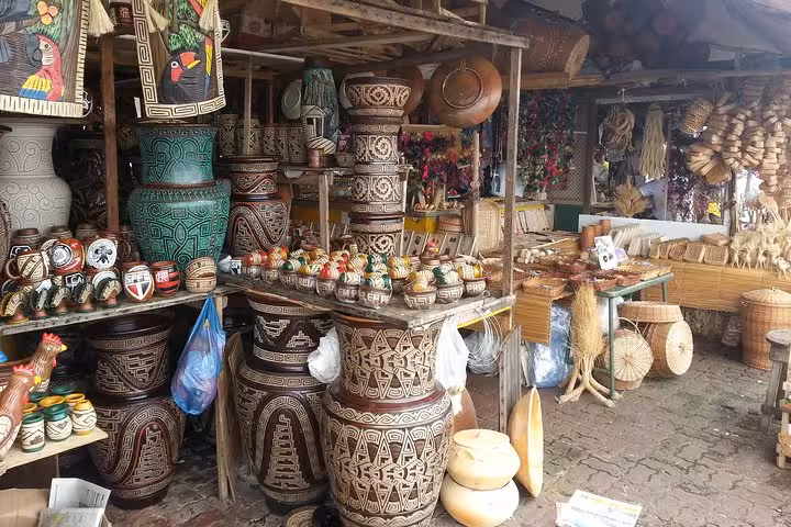 Handcrafted Amazonian ceramics and souvenirs at Santarém do Pará market on the city tour in Brazil