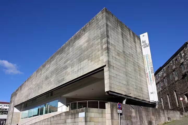 Contemporary concrete museum building in Santiago de Compostela visited on a Porto to Spain private day tour