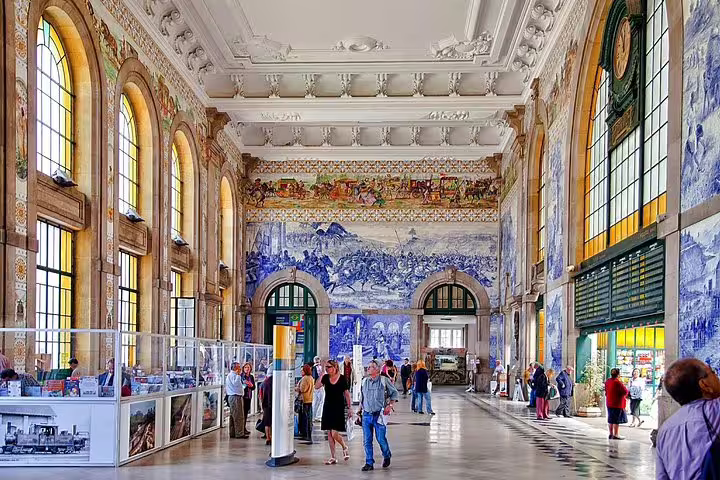 São Bento Station in Porto showcases stunning azulejo tiles, a highlight of the private tour from Lisbon to Porto.