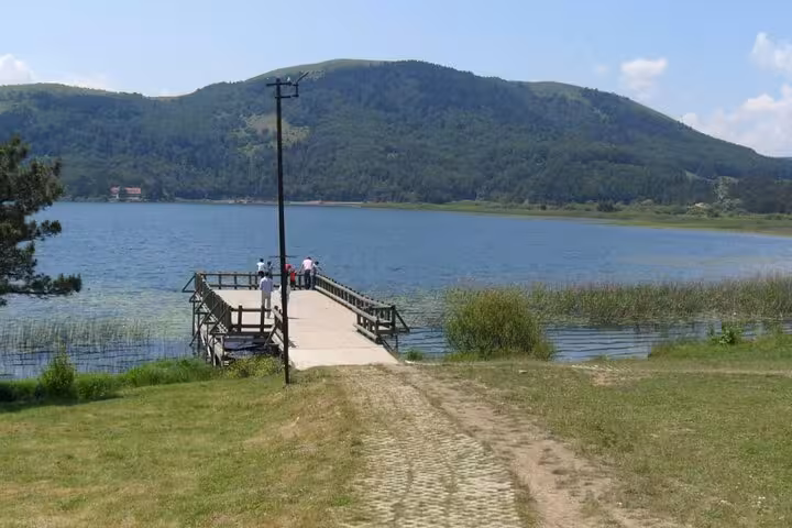 Wooden pier on Sapanca Lake with mountain backdrop, tranquil photo spot on 2 days 1 night private tour