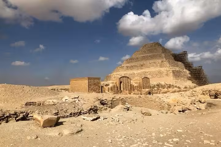 Saqqara Step Pyramid of Djoser on a private Egypt tour from Giza with guided desert sightseeing