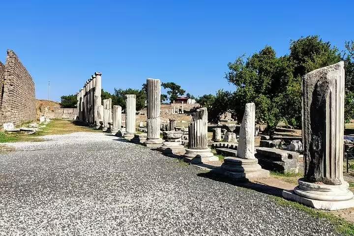 Column-lined ancient street at Sardis ruins, visited on 5-day Seven Churches of Asia Minor Turkey tour
