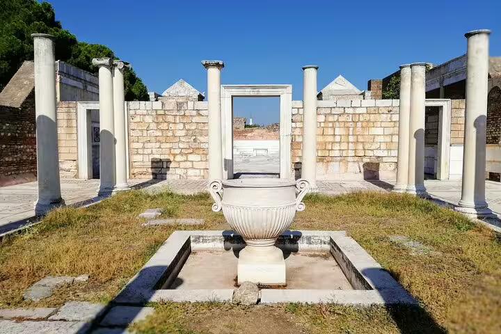Ancient Sardis synagogue ruins with marble columns, featured on 8-day Seven Churches of Revelation tour from Istanbul
