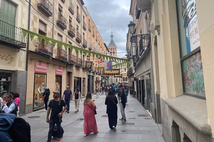 Segovia old town shopping street on half-day private Segovia tour by minivan, Castilla y León