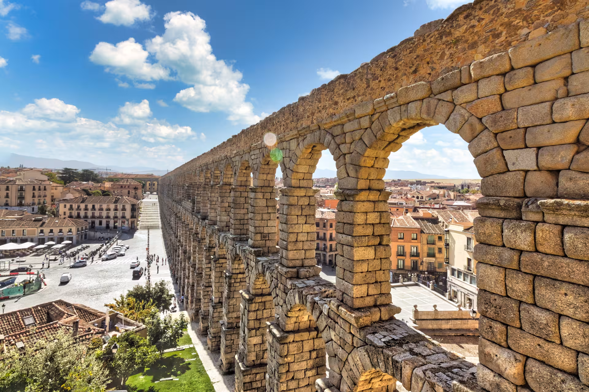 Marvel at the ancient Roman aqueduct in Segovia, a highlight of the full day trip from Madrid.
