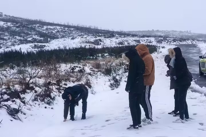 Tourists explore snowy landscapes in Serra da Estrela Park, Portugal, during a private tour featuring its famous cheese.