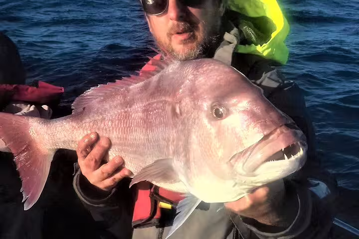 Angler holds large catch on a sunny sport fishing tour in Sesimbra, showcasing a memorable all-inclusive sea adventure.