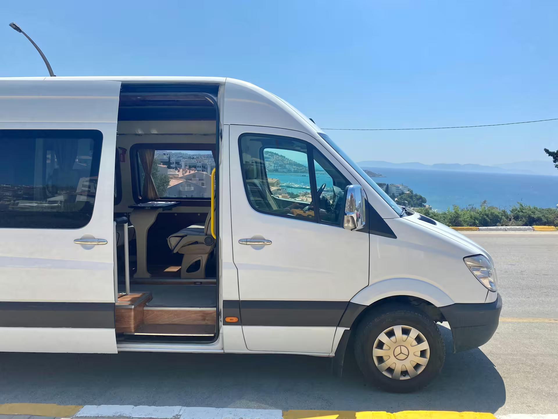 Luxury mini bus for Seven Churches of Revelation tour, scenic Aegean coast transfer from Istanbul