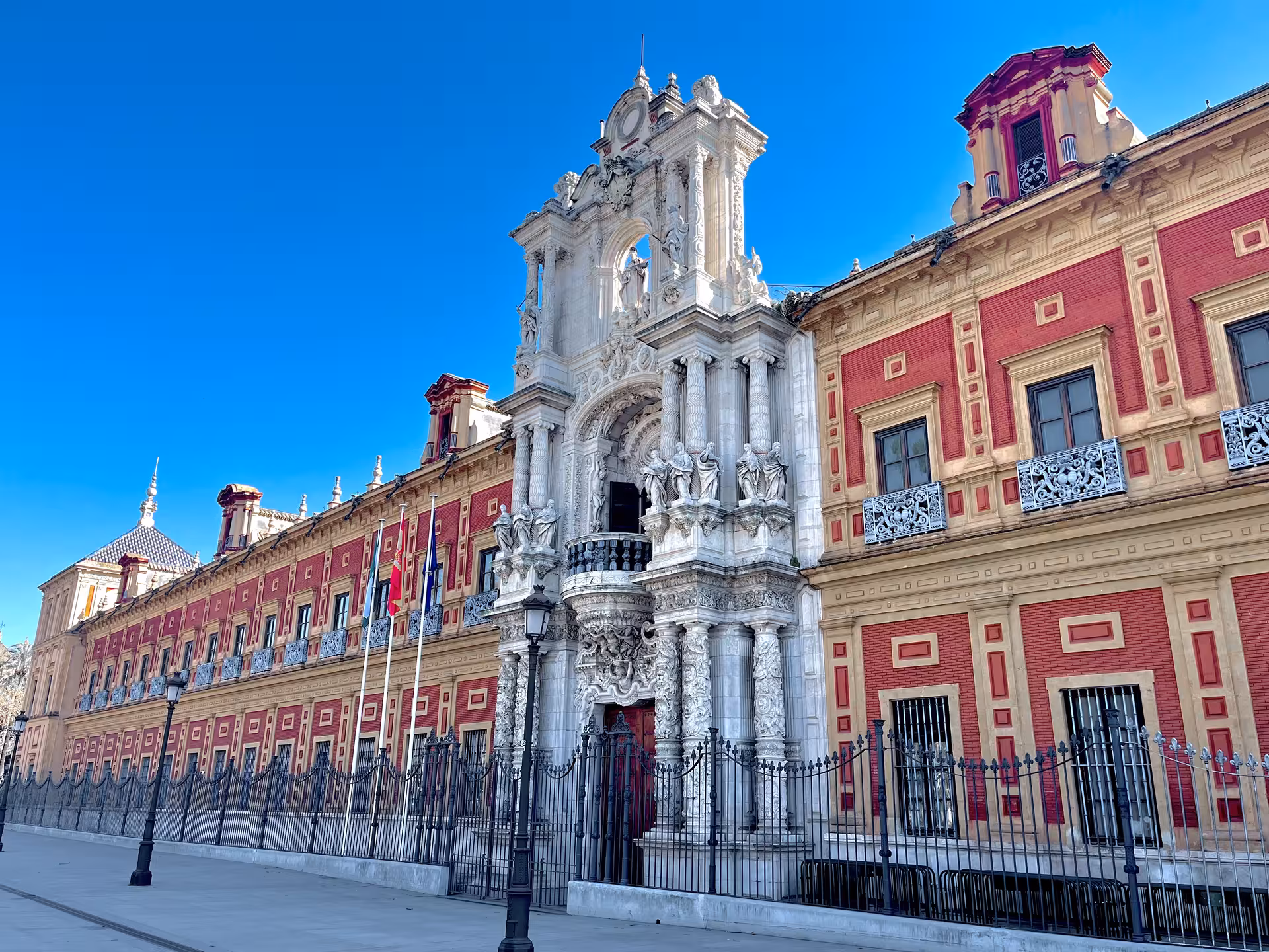 Seville Royal Alcazar area near Archivo de Indias facade, highlight of Misterios Locales + Real Alcazar guided tour