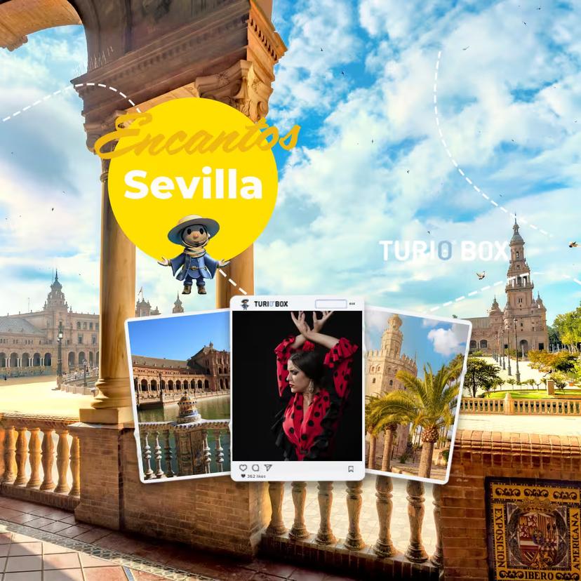 Seville local highlights and tablao flamenco tour collage with Plaza de España views and flamenco dancer