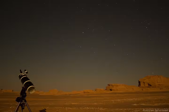 Telescope under starry Sinai night on Sharm El Sheikh private ATV quad tour with Bedouin dinner and stargazing