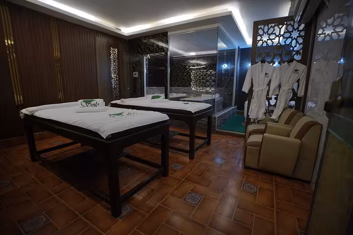 Private Sharm El Sheikh hammam spa room with twin massage beds, robes and relaxing luxury decor