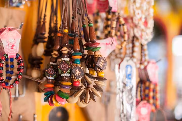 Colorful handmade necklaces and souvenirs at Sharm El-Sheikh Old Market on city tour shopping stop