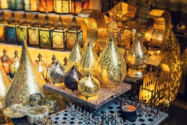 Old Market bazaar in Sharm El-Sheikh city tour with ornate lanterns and souvenirs, perfect shopping stop