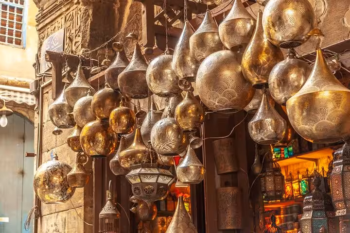 Traditional lantern shop at Sharm El-Sheikh Old Market bazaar stop on city tour with optional seafood dinner