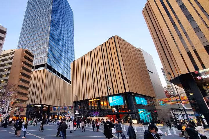 Discover the vibrant urban landscape of Shibuya with modern architecture on a guided Tokyo private tour.