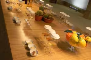 Sicilian tasting table with Marsala wine, appetizers and citrus, on Palermo tour to Erice salt and olive oil