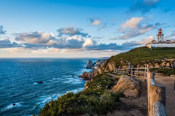 Breathtaking ocean views from the cliffs near Cabo da Roca lighthouse on the Sintra private day tour.