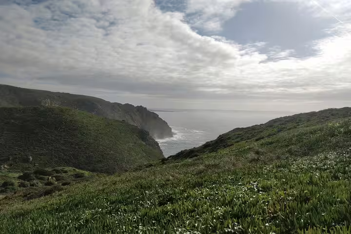 Scenic view of green cliffs and the Atlantic Ocean near Sintra, perfect for a private tour from Lisbon to Pena and Regaleira Palaces.