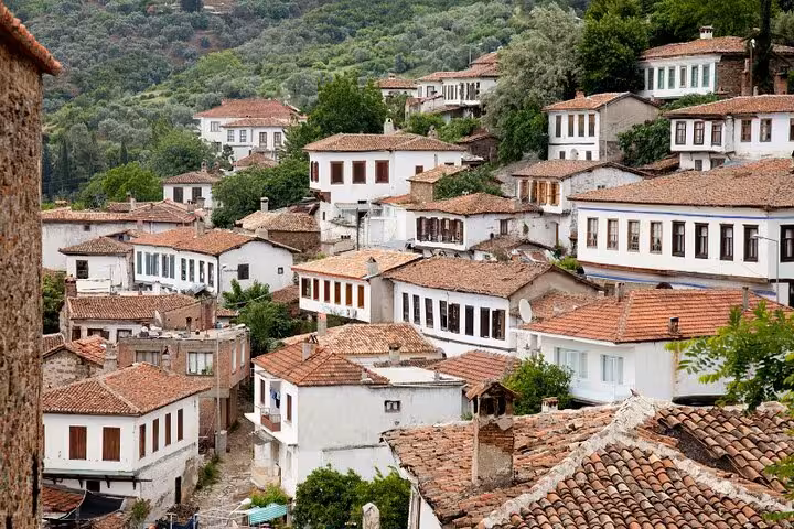 Traditional Sirince Village hillside houses near Ephesus, scenic stop on private tour from Kusadasi port