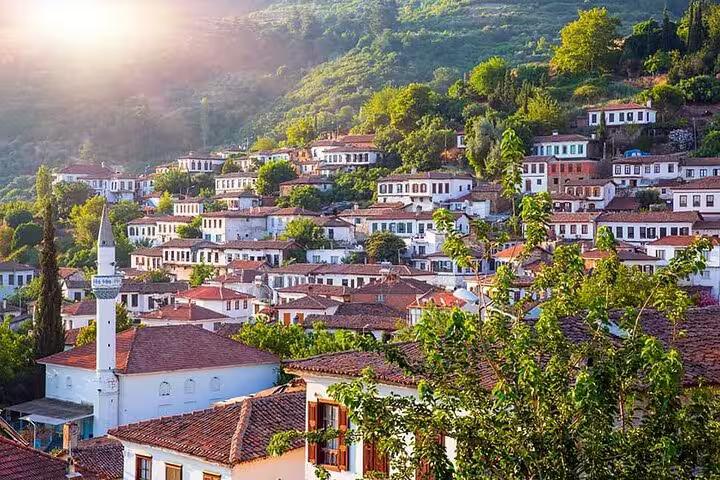 Scenic Sirince Village hillside with red-tiled houses near Ephesus, stop on private Kusadasi tour