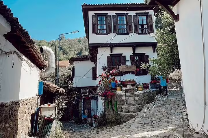 Charming Sirince Village stone lane and Ottoman-style houses on a private Ephesus day tour from Kusadasi