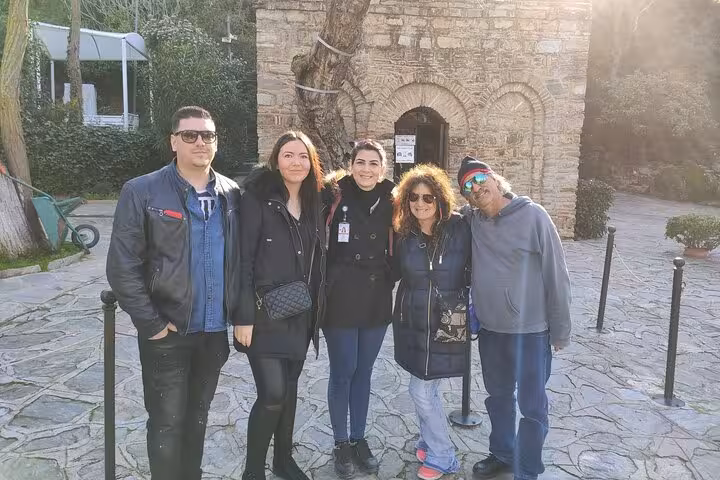 Cruise shore tour guests at House of Virgin Mary entrance on a skip-the-line private Ephesus day trip