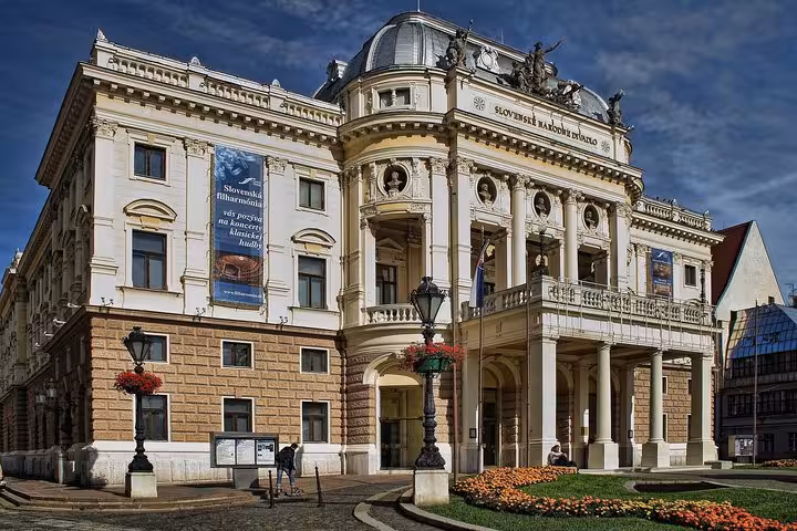 Slovak National Theatre in Bratislava, elegant landmark on a private guided tour from Vienna