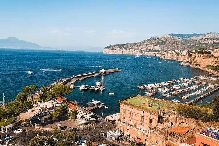 Scenic view of Sorrento's coastline, a key stop on the Rome to Pompeii private transfer tour.