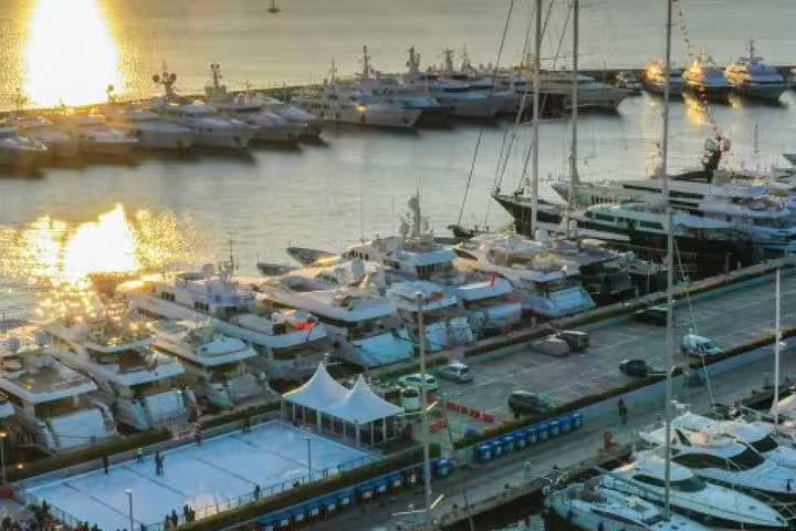 Athens Riviera marina at golden hour with luxury yachts, a scenic stop on a Sounion sunset private tour