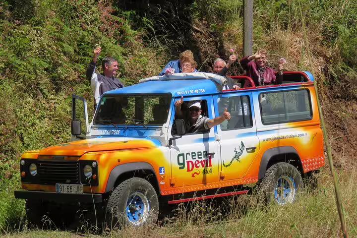Adventure seekers enjoy a scenic 4x4 tour in Southwest Madeira, exploring lush landscapes and rugged trails with Green Devil.