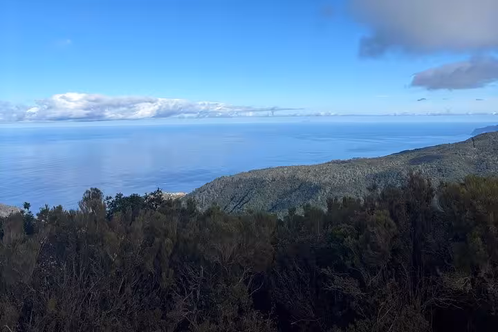 Panoramic Atlantic ocean view over southwest Madeira hills on a cultural and geological 4x4 safari tour
