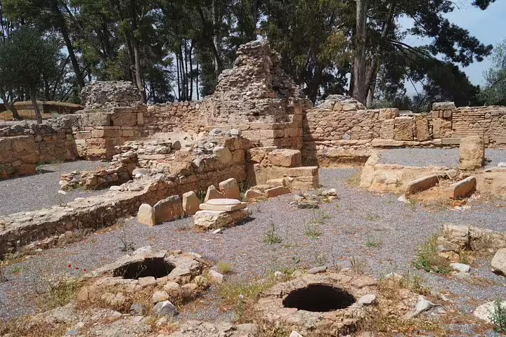 Ancient ruins and stone foundations at Mystras near Sparta, key stop on a Sparta full day tour in Greece