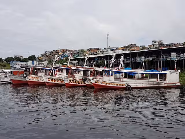 Speed boat at Santa Rosa border port for Brazil Peru to Iquitos Peru ticket on the Amazon River