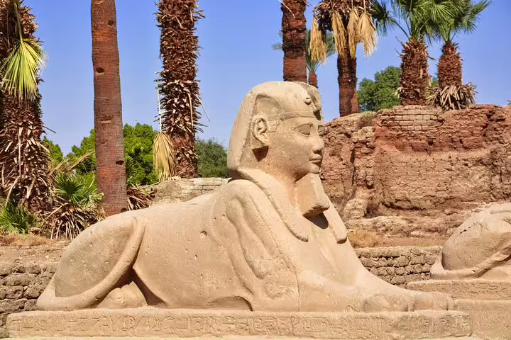 Ancient Egyptian sphinx statue in Luxor ruins, highlight of 5 days 4 nights Splendours of the Nile tour