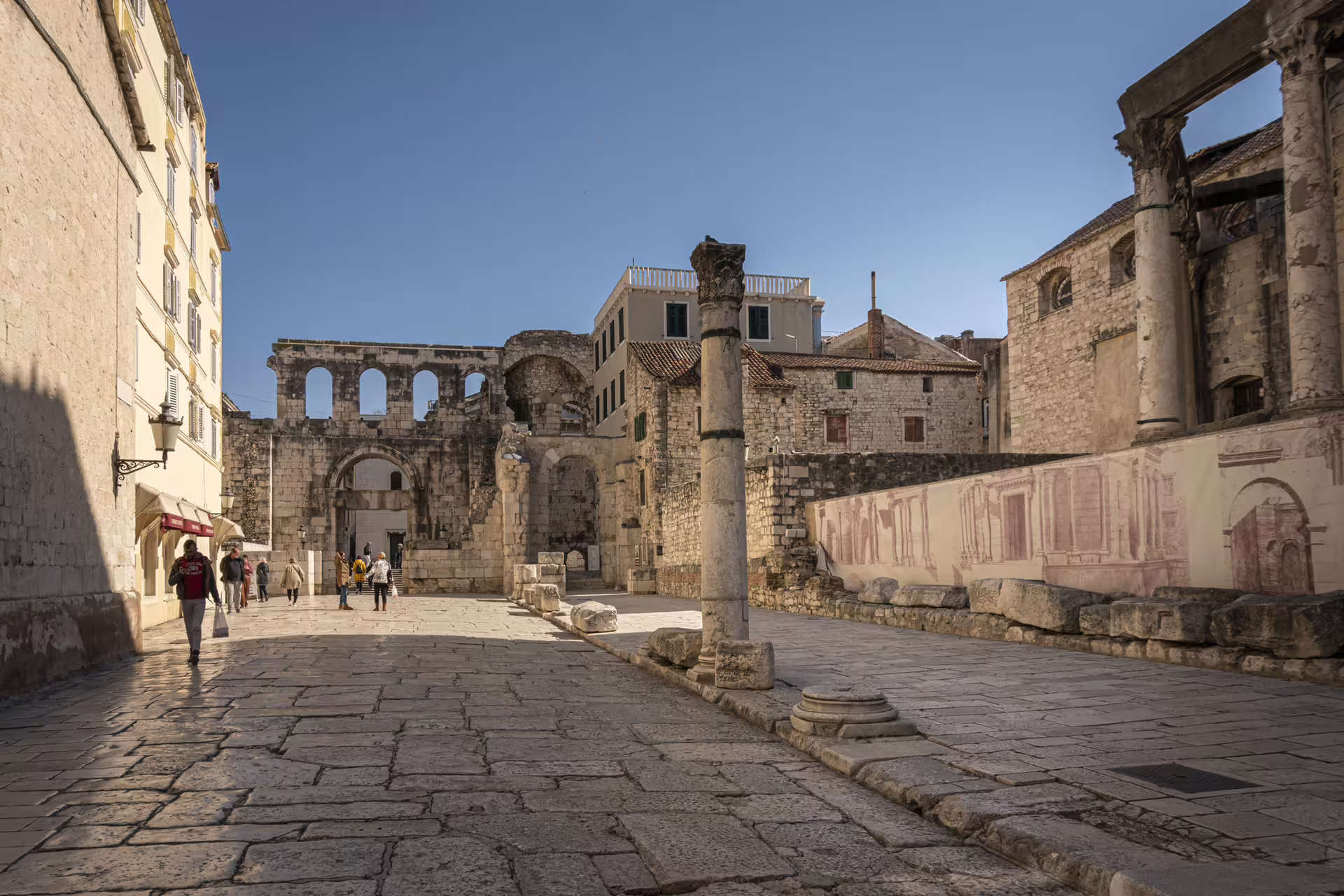 Split Old Town near Diocletian’s Palace ruins and Roman arches, featured on a 1-day audio walking tour