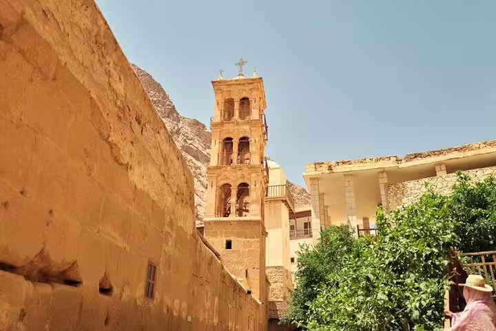 St. Catherine Monastery bell tower in Sinai, Egypt, on Mount Sinai Moses Mountain day tour