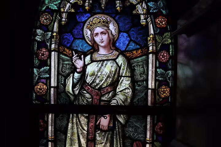 Stained glass icon inside St. Catherine Monastery chapel on private overnight tour from Dahab to Sinai