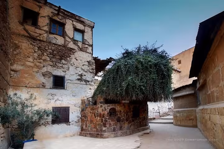 Historic stone courtyard at St. Catherine’s Monastery, Sinai, on St Catherine and Dahab tour from Sharm