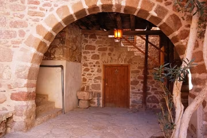 Stone archway inside St. Catherine’s Monastery, Sinai, on day tour from Sharm El Sheikh to Dahab