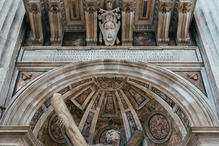 Intricate architectural and sculptural detail in St. Peter's Basilica, featured on the Rome exploration tour.