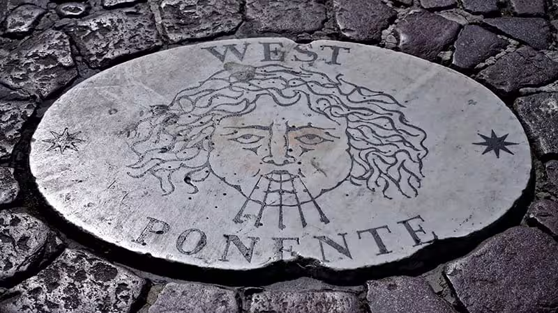 West Ponente marble marker on St Peter’s Square, key clue stop on Rome Angels and Demons semi‑private walking tour
