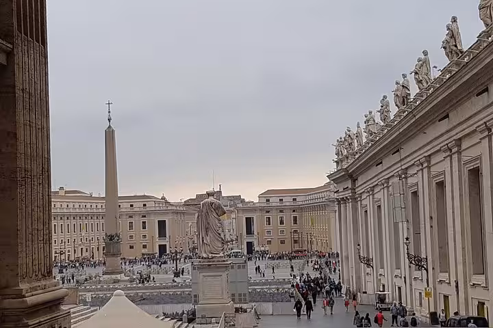 St Peter’s Square Vatican City with obelisk and colonnade, Rome highlight on private Italy tour