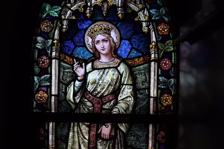 Stained glass icon inside St Catherine Monastery, a highlight of the Cairo to Mount Sinai overnight tour