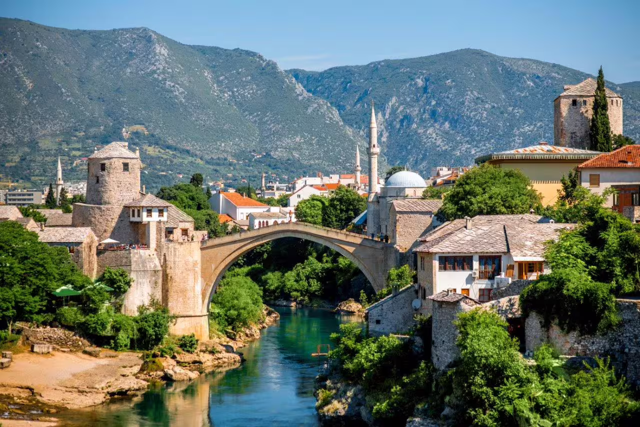 Stari Most bridge over the Neretva River in Mostar, a scenic stop on Croatia 11-day self-drive tour